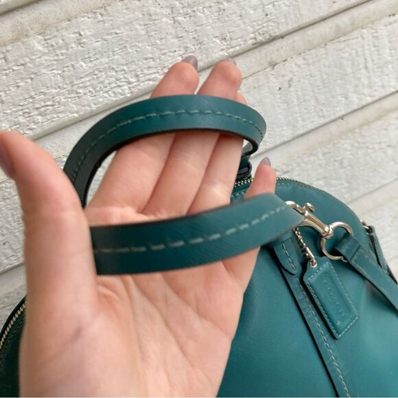 COACH Teal Blue Green Peyton Dome Satchel Tote Shoulder Bag 25671 - Picture 4 of 13